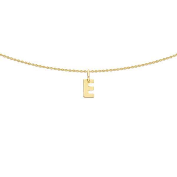 Grote foto collier met letter e van massief 14 karaats goud kleding dames sieraden