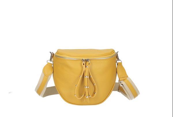 Grote foto vitalia italiaans leren schoudertas handtas mosterdgeel kleding dames onderdelen en accessoires