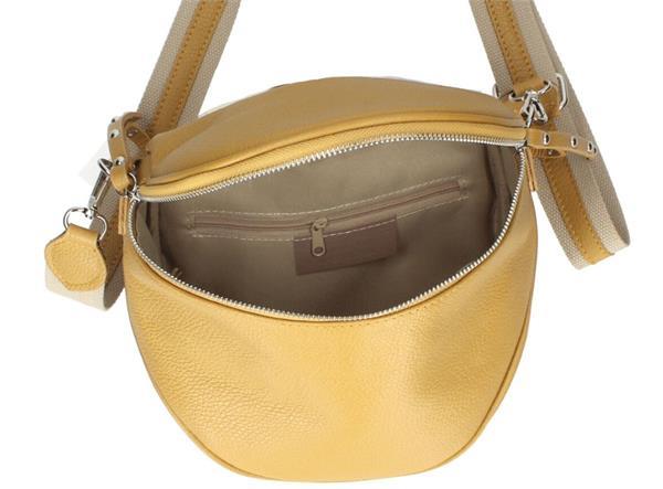 Grote foto vitalia italiaans leren schoudertas handtas mosterdgeel kleding dames onderdelen en accessoires