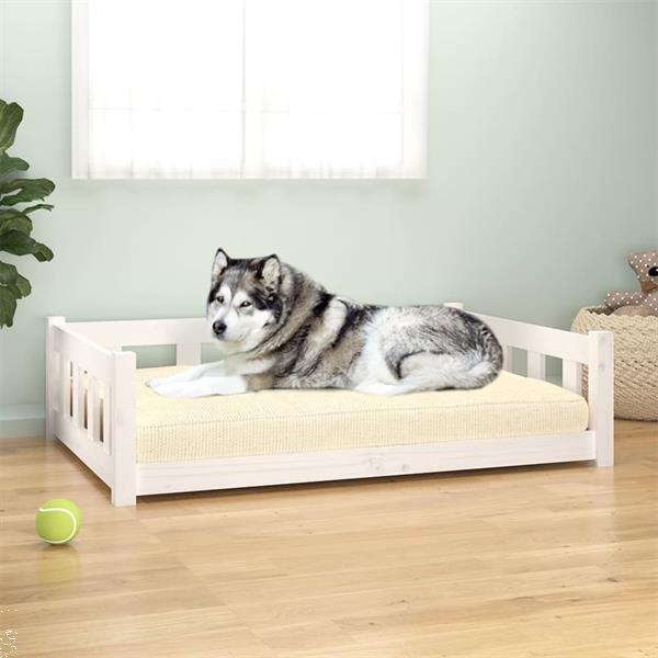 Grote foto vidaxl lit pour chien blanc 105 5x75 5x28 cm bois de pin sol dieren en toebehoren hondenhokken en kooien