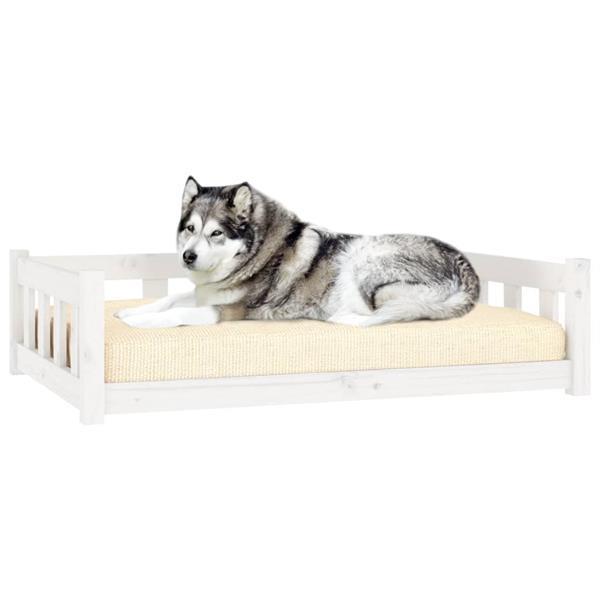 Grote foto vidaxl lit pour chien blanc 105 5x75 5x28 cm bois de pin sol dieren en toebehoren hondenhokken en kooien