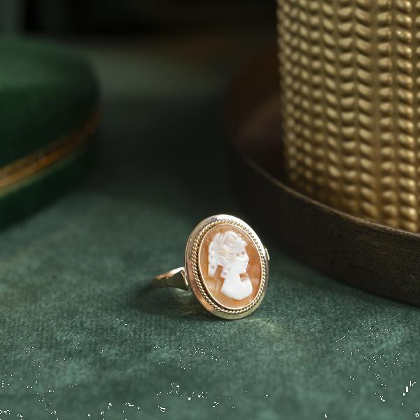 Grote foto gouden ring met camee 14 krt kleding dames sieraden