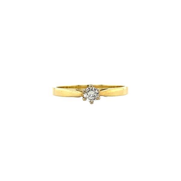 Grote foto bicolour gouden solitair ring met diamant 14 krt kleding dames sieraden