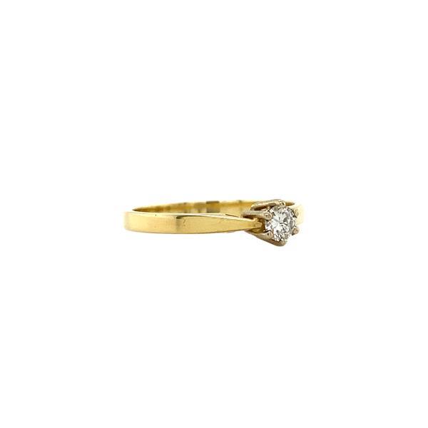 Grote foto bicolour gouden solitair ring met diamant 14 krt kleding dames sieraden