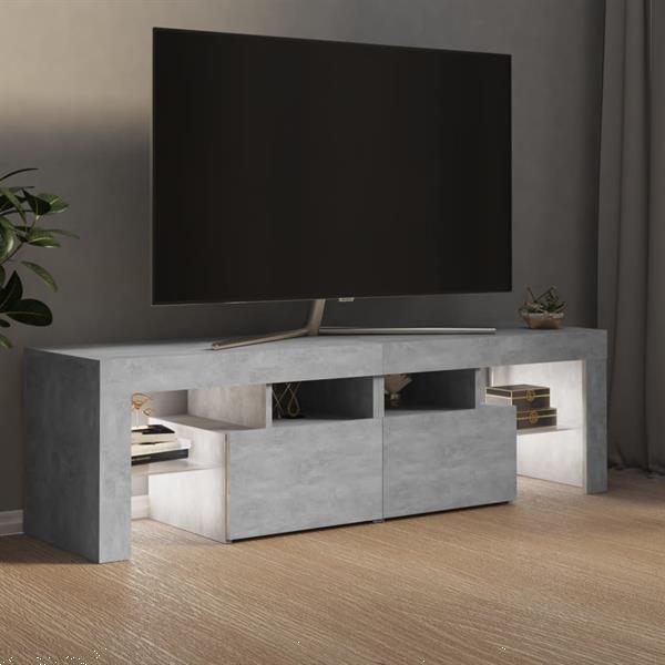 Grote foto vidaxl meuble tv avec lumi res led gris b ton 140x36 5x40 cm huis en inrichting overige