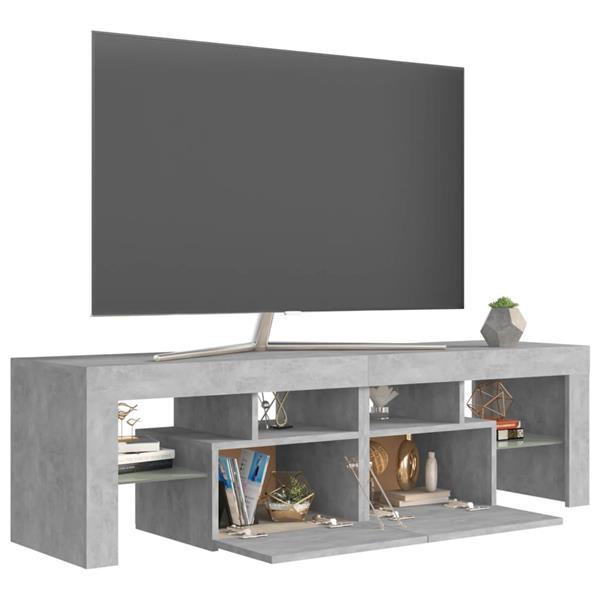 Grote foto vidaxl meuble tv avec lumi res led gris b ton 140x36 5x40 cm huis en inrichting overige