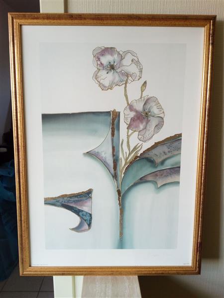 Grote foto kader met bloemenprint antiek en kunst litho en zeefdrukken