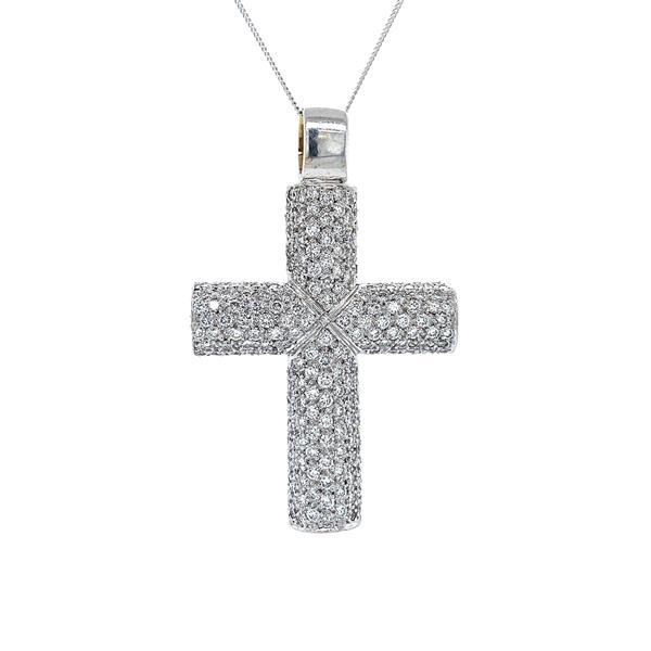 Grote foto witgouden kruis hanger met diamant 14 krt kleding dames sieraden