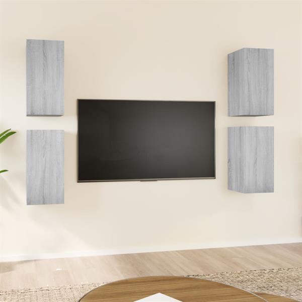 Grote foto vidaxl tv meubelen 4 st 30 5x30x60 cm bewerkt hout grijs son huis en inrichting overige