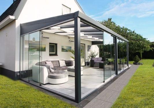 Grote foto glastuinkamer met polycarbonaat dak 700x400 cm op 3 staander tuin en terras tuinhuisjes en blokhutten