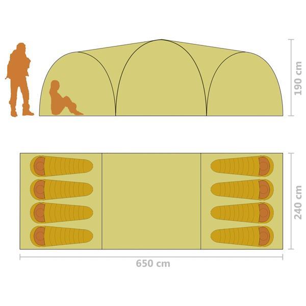 Grote foto vidaxl tente igloo de camping 650x240x190 cm 8 personnes cam caravans en kamperen tenten