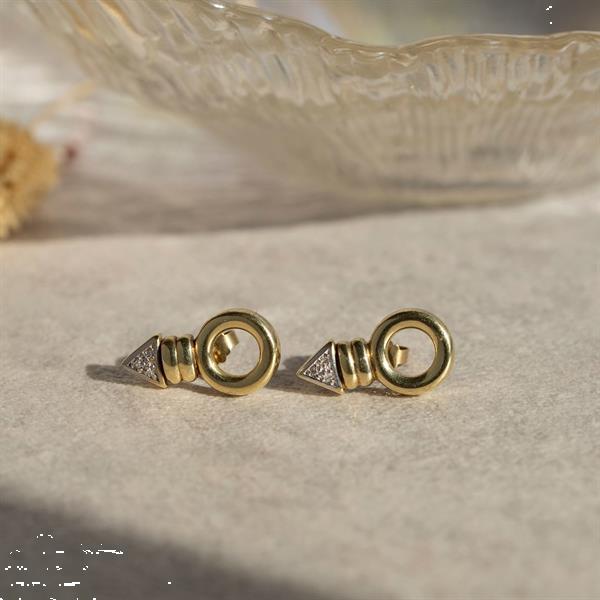 Grote foto gouden oorstekers met diamant 14 krt nieuw kleding dames sieraden