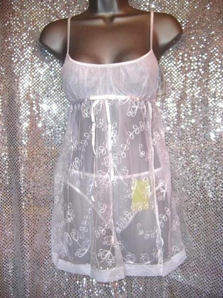 Grote foto chique doorzichtige witte babydoll met string kleding dames ondergoed en lingerie