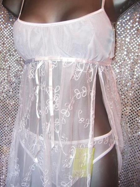 Grote foto chique doorzichtige witte babydoll met string kleding dames ondergoed en lingerie