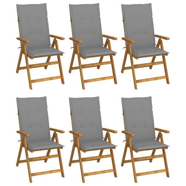 Grote foto vidaxl chaises pliables de jardin 6 pcs avec coussins bois d tuin en terras tuinmeubelen