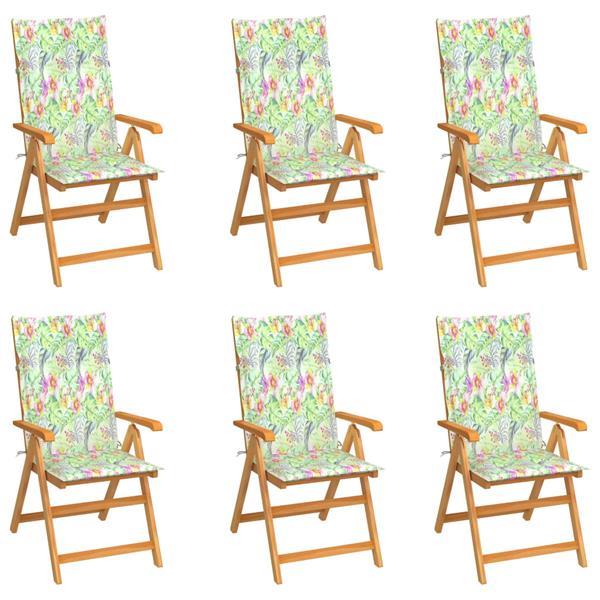 Grote foto vidaxl chaises de jardin 6 pcs avec coussins motif de feui tuin en terras tuinmeubelen