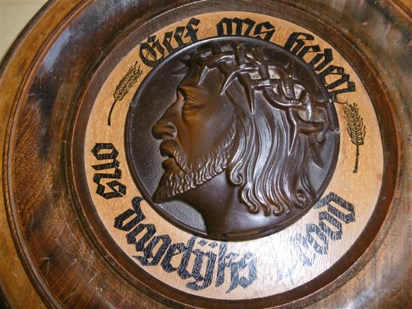Grote foto antiek religie houten bord geef ons heden antiek en kunst religie