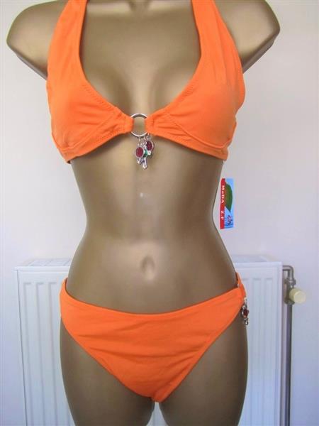 Grote foto trendy oranje bikini met bedels medium en large kleding dames badmode en zwemkleding