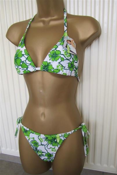 Grote foto witte bikini met groene print s m l kleding dames badmode en zwemkleding