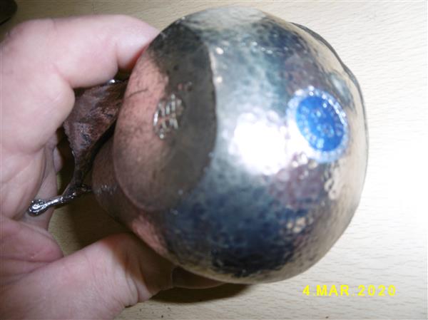 Grote foto verzilverd brons peer gestempeld c.p antiek en kunst goud en zilver