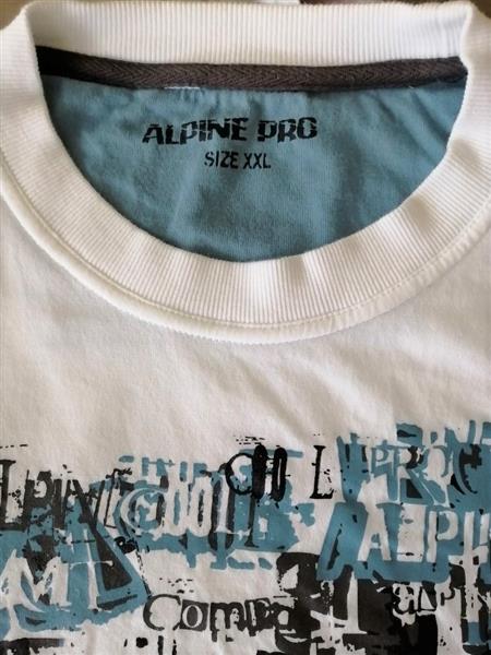 Grote foto knap wit t shirt met blauwe print alpine pro xxl kleding heren t shirts