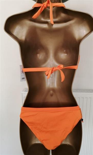 Grote foto trendy oranje bikini met zwarte kraaltjes kleding dames badmode en zwemkleding