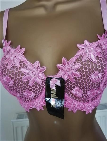 Grote foto chique fuchsia donkerroze bh met slip d cups kleding dames ondergoed en lingerie