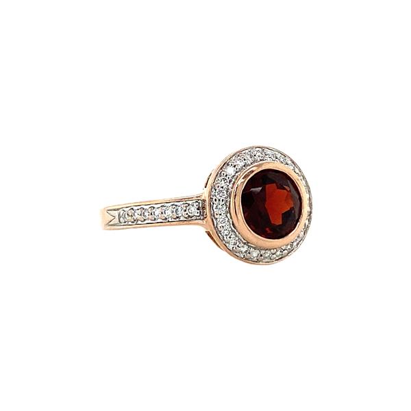 Grote foto rosegouden ring met granaat en diamant 14 krt kleding dames sieraden
