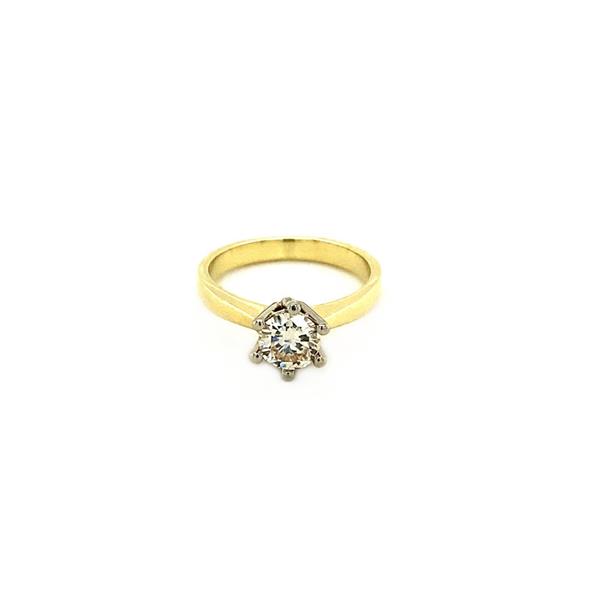 Grote foto gouden solitair ring met diamant 0.66ct.14 krt nieuw kleding dames sieraden