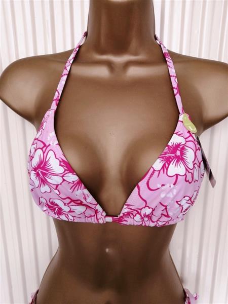 Grote foto roze bikini met fuchsia print medium en large kleding dames badmode en zwemkleding