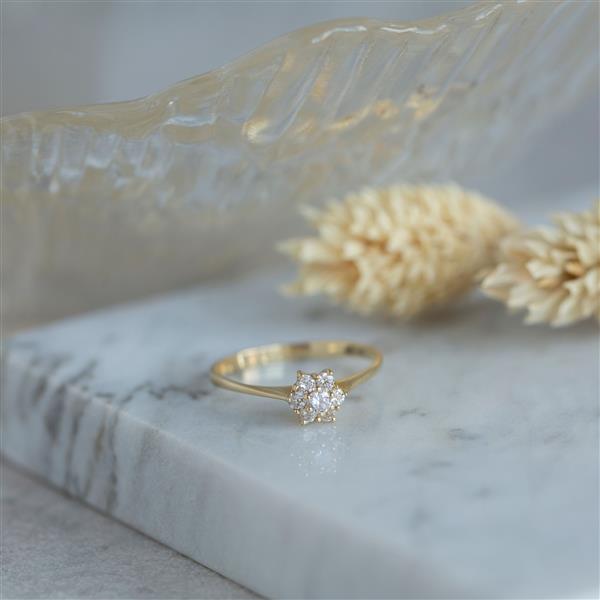 Grote foto gouden entourage ring met zirkonia 14 krt nieuw kleding dames sieraden