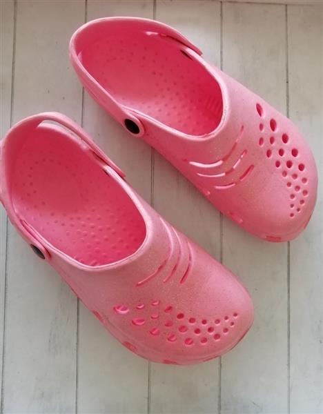 Grote foto felroze klompschoentjes met glittertjes maat 33 kinderen en baby schoenen voor meisjes