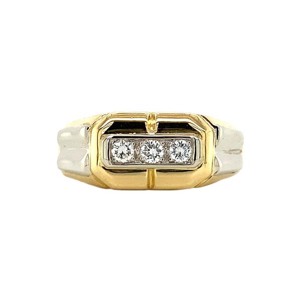 Grote foto bicolour gouden heren ring met diamant 18 krt kleding dames sieraden