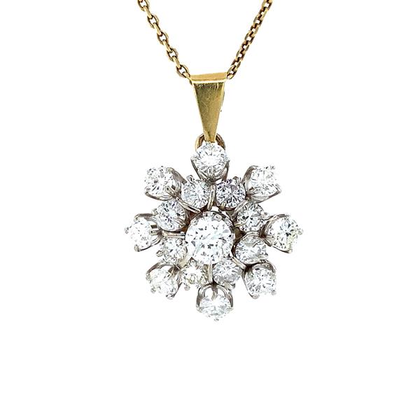 Grote foto bicolour gouden entourage hanger met diamant 14 krt kleding dames sieraden
