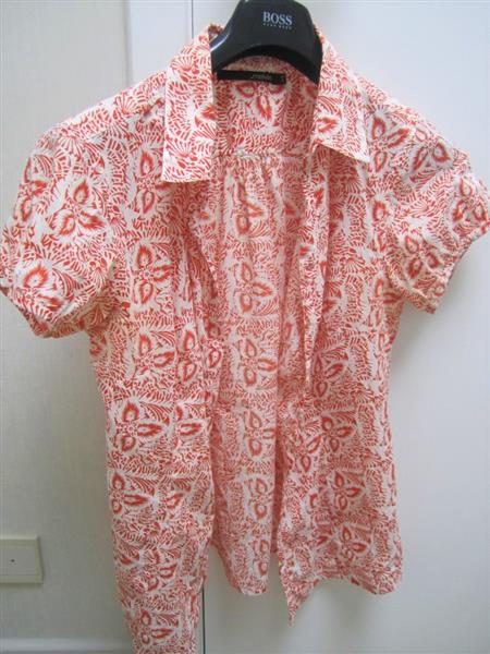 Grote foto zomers bloesje met oranje print melvin large kleding dames blouses en tunieken