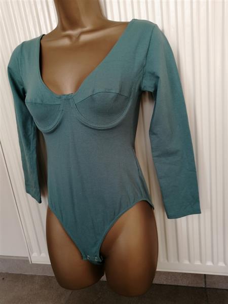 Grote foto petrolgroene beugelbody met lange mouwen medium kleding dames tuniekjes