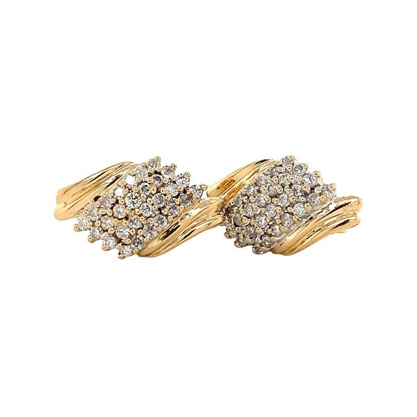 Grote foto bicolour gouden oorstekers met diamant 14 krt kleding dames sieraden