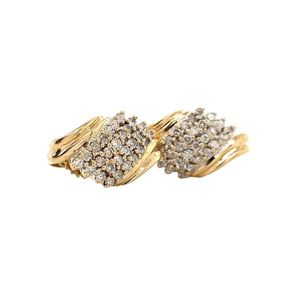 Grote foto bicolour gouden oorstekers met diamant 14 krt kleding dames sieraden