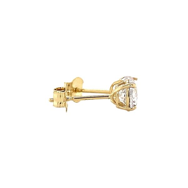Grote foto gouden solitair oorstekers met zirkonia 14 krt kleding dames sieraden