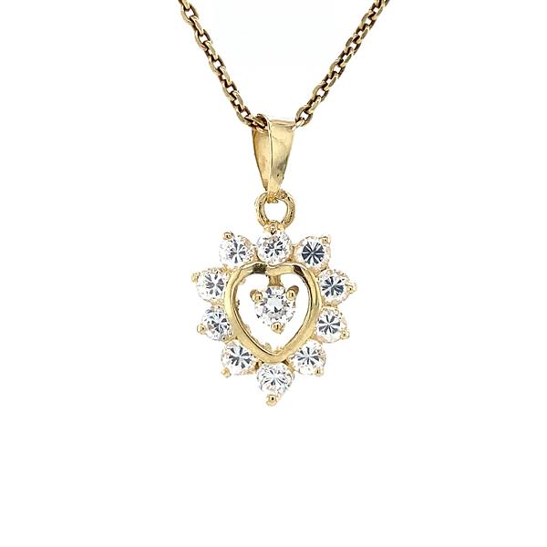 Grote foto gouden hanger hart met zirkonia 14 krt kleding dames sieraden