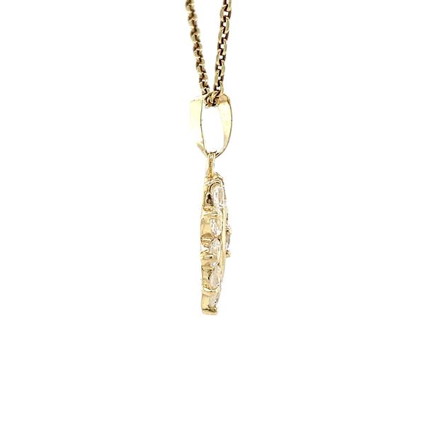 Grote foto gouden hanger hart met zirkonia 14 krt kleding dames sieraden