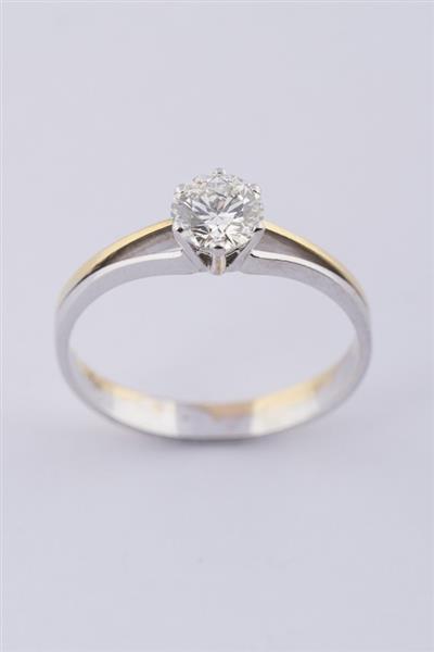 Grote foto wit geel gouden solitair ring met briljant 0.71 ct. kleding dames sieraden