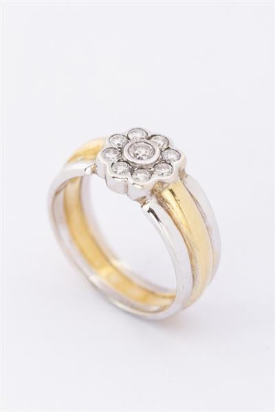 Grote foto wit geel gouden 3 bands ring met briljanten kleding dames sieraden