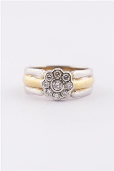 Grote foto wit geel gouden 3 bands ring met briljanten kleding dames sieraden