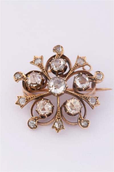 Grote foto gouden broche hanger met diamanten kleding dames sieraden
