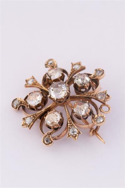 Grote foto gouden broche hanger met diamanten kleding dames sieraden
