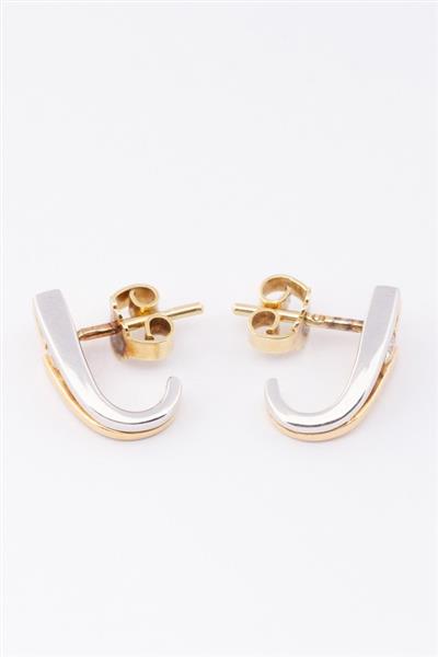 Grote foto wit geel gouden oorstekers met briljanten kleding dames sieraden