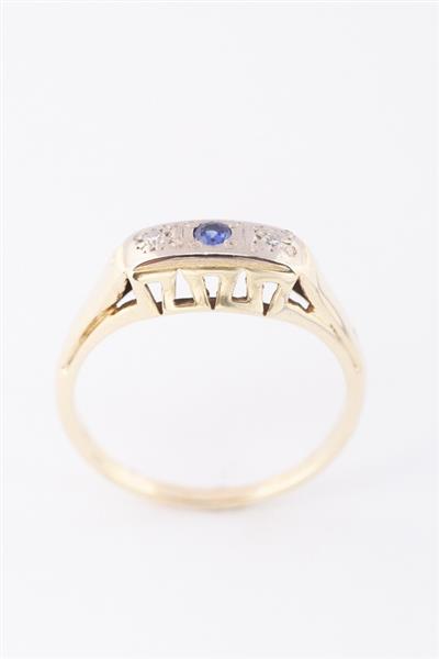 Grote foto gouden rij ring met een saffier en diamanten kleding dames sieraden