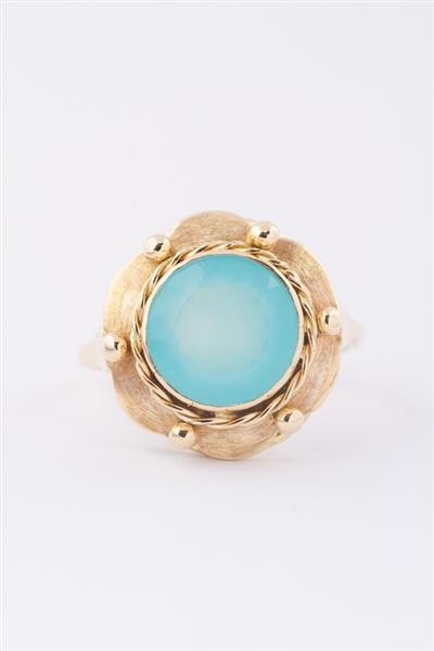 Grote foto gouden ring met chalcedoon kleding dames sieraden