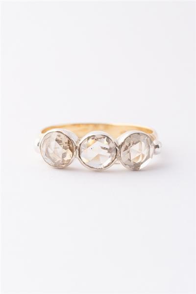 Grote foto antieke gouden rij ring met roos diamanten kleding dames sieraden